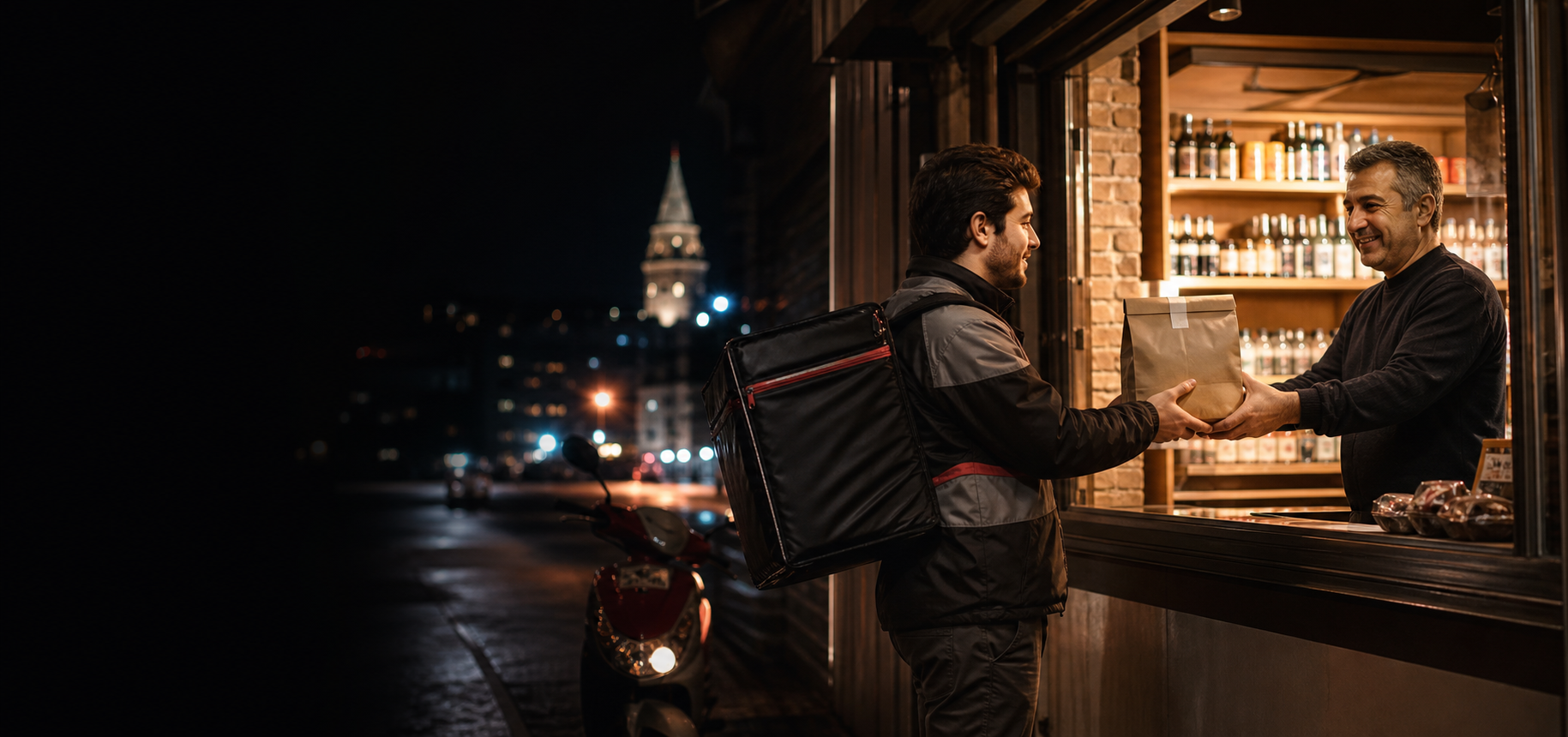 Gece saatlerinde paket teslimatı yapan tekel servisi
